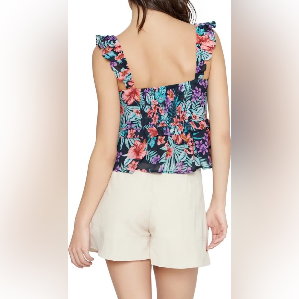 💫HP‼️💫 NWT LOST + WANDER Beach Wonderland Floral Ruffle Shoulder Tank, Small - Picture 3 of 10